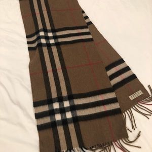 Cashmere Burberry Scarf- brown and plaid